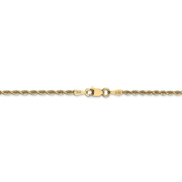 2mm, 14k Yellow Gold, D/C Quadruple Rope Chain Necklace, 24 Inch